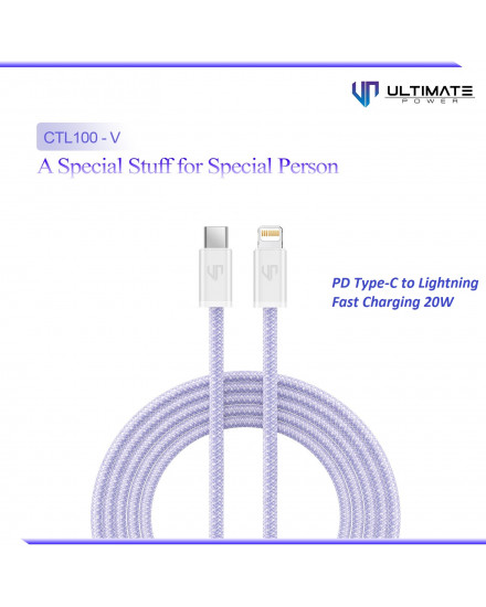 Ultimate Power Kabel Data Cable PD 20W Type-C to Lightning Lavender CTL100-LSeries