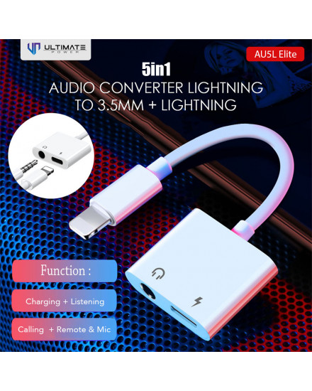 Ultimate Power AU5L Elite 5in1 Audio Converter Lightning to 3.5MM + Lightning Adapter