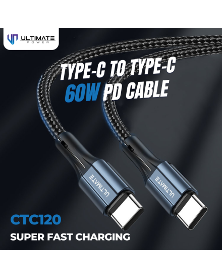 Ultimate Power Kabel Data Type C to Type C PD Cable 60W 120CM CTC120