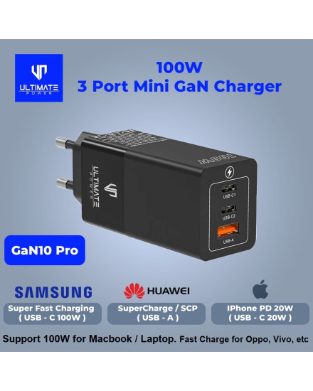 Ultimate Power 100W Mini GaN Charger Super Fast Charging Gan10 Pro