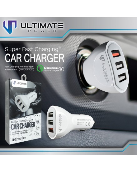 Ultimate Power CCH3QC Super Fast Charging 3 USB Car Charger QC 3.0 Original