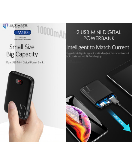 Ultimate Power Dual USB Mini Digital Powerbank 10000mAh MZ10
