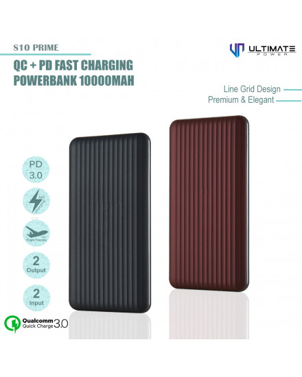 Ultimate Power S10 PRIME QC+PD Fast Charging Powerbank 10000mAh