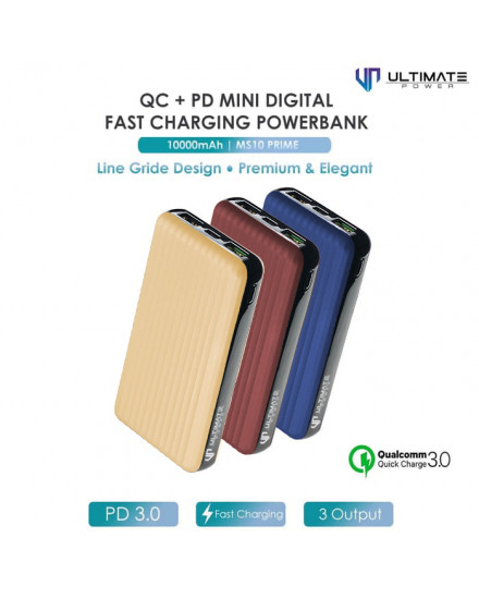 Ultimate Power MS10 PRIME QC+PD Mini Digital Fast Powerbank 10000mAh