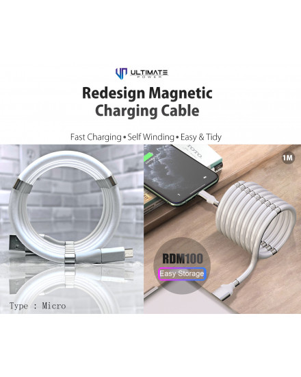 Ultimate Redesign Magnetic Cable Self Winding Micro USB 1M RDM100