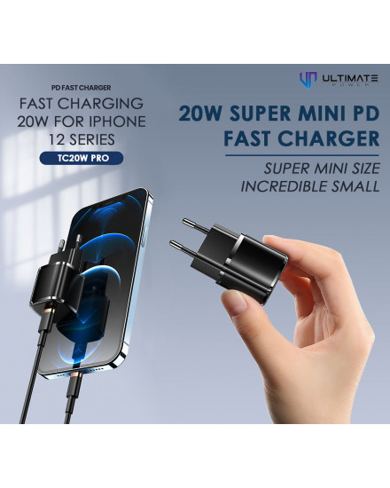 Ultimate Power Super Mini 20W PD Fast Charging Charger iPhone 12 Pro Max TC20W PRO