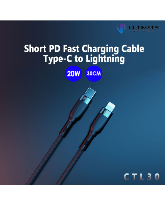 Ultimate Data Cable Type-C to Lightning PD 20W 30CM Fast Charging
