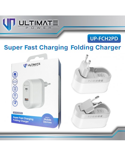 Ultimate Power Super Fast Charging Folding Charger PD + QC 3.0 Original