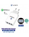 Ultimate Power 3USB Super Fast Charger QC 3.0 + 2.4A + 2.4A With LED Night Lamp