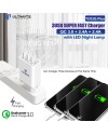 Ultimate Power 3USB Super Fast Charger QC 3.0 + 2.4A + 2.4A With LED Night Lamp