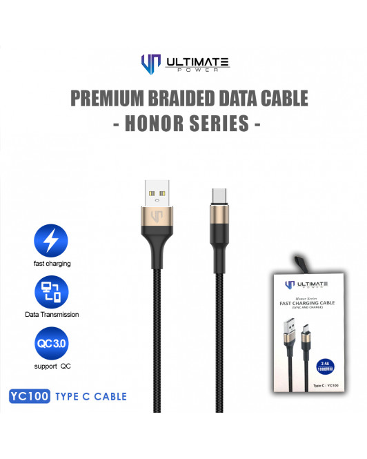 Ultimate Power Premium Braided Kabel Data Cable Honor Series Type C 1M