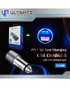 Ultimate Power 36w PD+QC Fast Charging Car Charger with LED Ambient Light