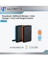 Ultimate Powerbank W16-S Solar + Wireless + LED Torch 16000mAh Magnet System